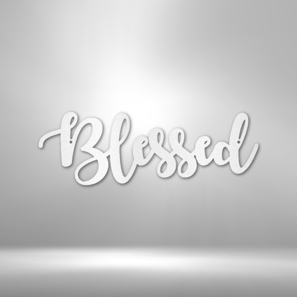 Scripture Sign Blessed Script Steel Sign Laser Cut Powder Coated Home & Office